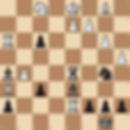Chess position on a brown and beige board, various pieces in play including knights and rooks. White to move. Letters and numbers mark squares.