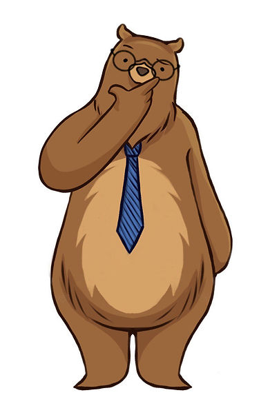 Image of a bear muscat in the thinking pose