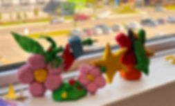 Fruits and flowers made from modelling clay