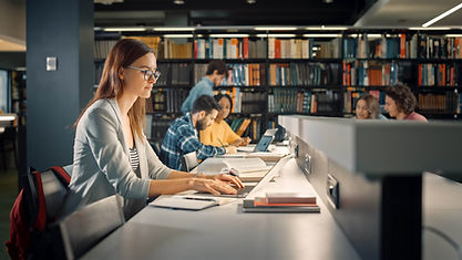 Studying in a library
