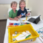 Two children learning Lego Spike at Flying Minds Education Centre robotics club