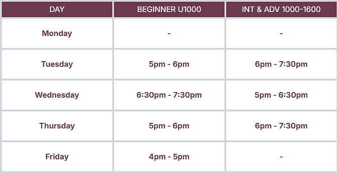 Image of chess classes schedule