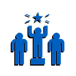 Logo of pedestal with people standing on it